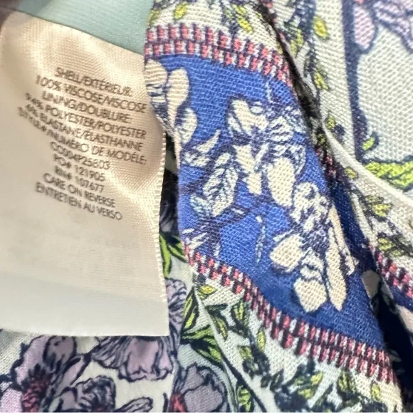 Alice + Olivia Mariska Blue Purple Floral Romper Mini Dress Boho Whimsical Sz 8